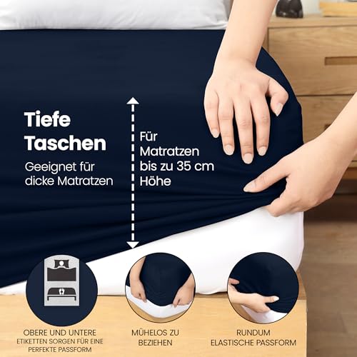Utopia Bedding - Spannbettlaken 100x200cm - Marineblau - Gebürstete Mikrofaser Spannbetttuch - 35 cm Tiefe Tasche 5