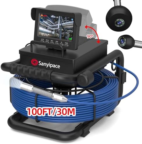 Sanyipace Sewer Camera 100FT/30M, 5600mAh Battery, 0.67in/17mm Drain Camera