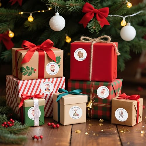 Image of Personalized Christmas Stickers, Custom Name Waterproof Christmas Gift Tags for Gift Box Holiday Decorations, Stockings, Party Favors (Santa Claus 4)
