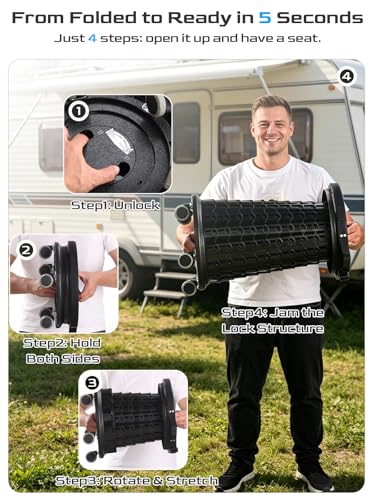 Image of 2026 Upgraded 3XL Rolling Collapsible Stool with Wheels | 1000lbs Capacity, 24-in Taller & 13-in Wider Retractable Stool for Adults, Thick Swivel Cushion & 5 Silent Casters, for Home, Garage, Kitchen