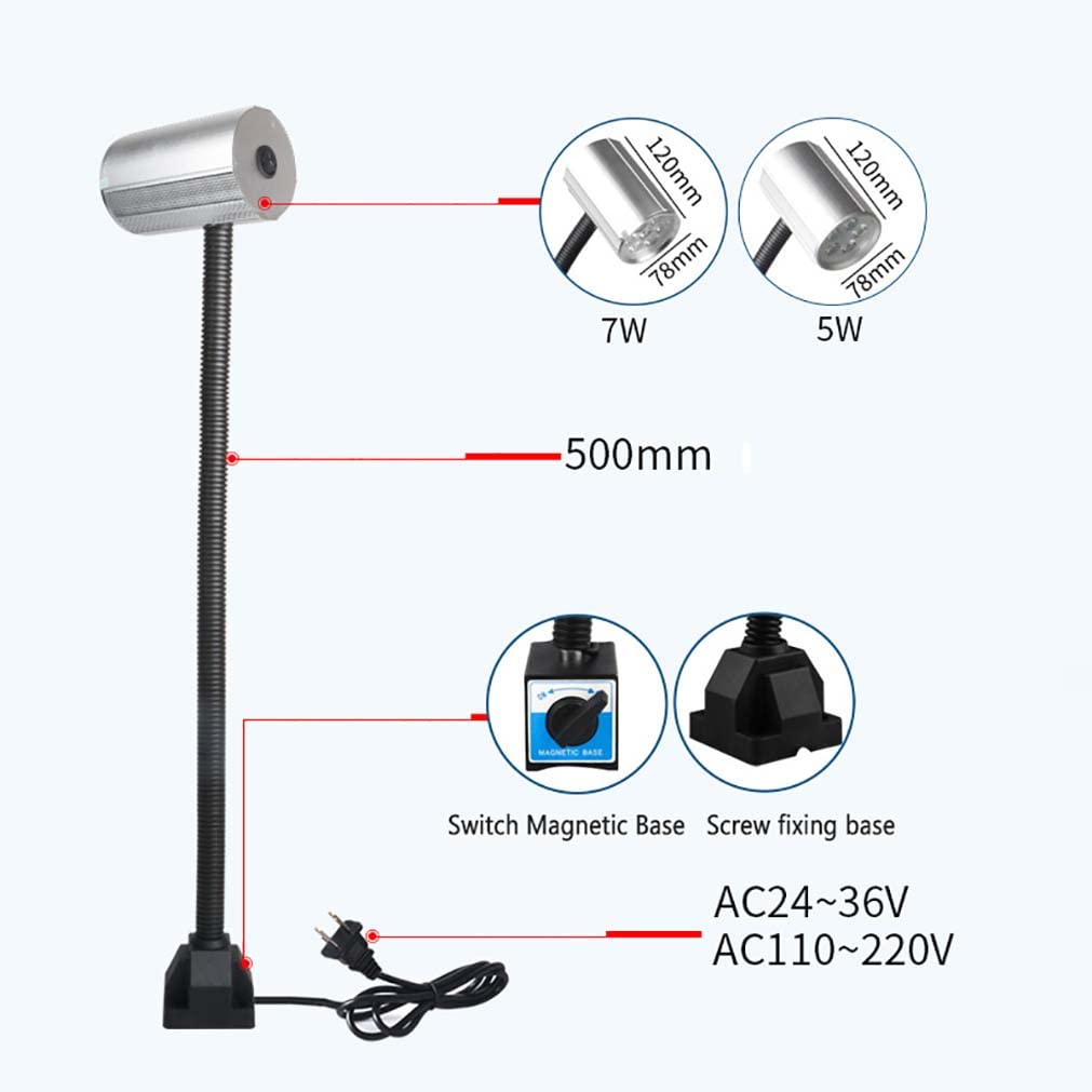 IP68 Wodoodporna Elastyczna Lampa z Gęsią Szyją, Przeciwwybuchowa Lampa Sprzętowa 120Lm/W Lampa Robocza LED Z Mocowaniem Śrubowym, Do Oświetlenia Przemysłowego (Rozmiar: 110~220V,