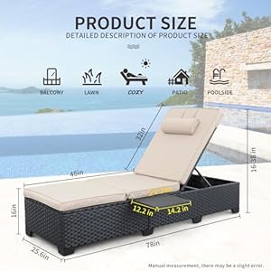 WAROOM Outdoor PE Wicker Chaise Lounge Chairs Set of 2 Patio Black Rattan Reclining Chair Adjustable Backrest Pool Sunbathing Recliners with Furniture Cover, Khaki WAROOM Outdoor PE Wicker Chaise Lounge Chairs Set of 2 Patio Black Rattan Reclining Chair Adjustable Backrest Pool Sunbathing Recliners with Furniture Cover Khaki