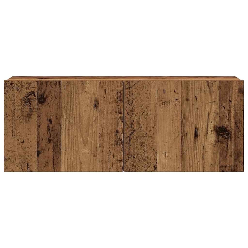 Juego de muebles de pared de 8 piezas en madera vieja de material a base de madera, estilo elegante y moderno con gran espacio de almacenamiento.
