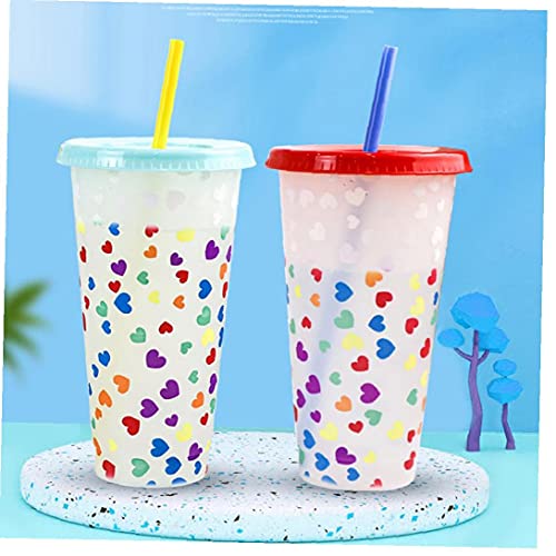 NIDONE Kleurveranderende beker hergebruiksplastische kopjes koud water opslagtumblers met rietjes groen - Image 7