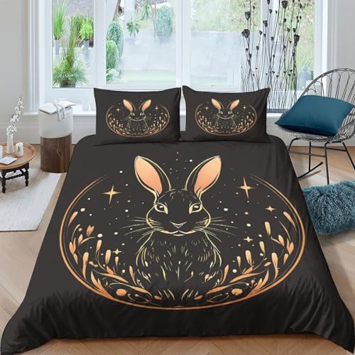 Housse de couette respirante lune du lapin en microfibre douce