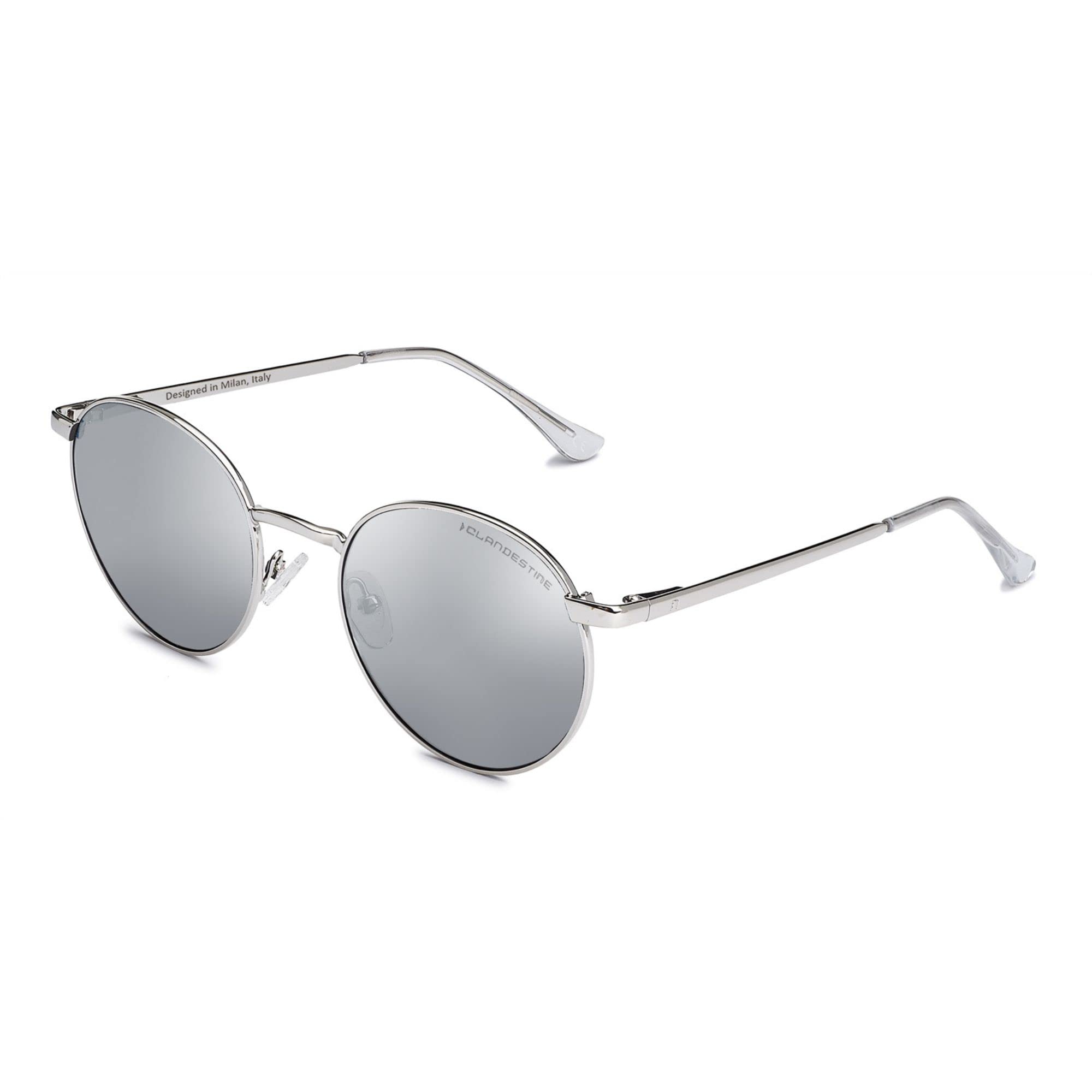 CLANDESTINE - Orbita 11 - Sonnebrille für Herren und Damen - Silberne Nylon Gläser und Stahlrahmen - Silver - One Size - 135 mm x 49 mm