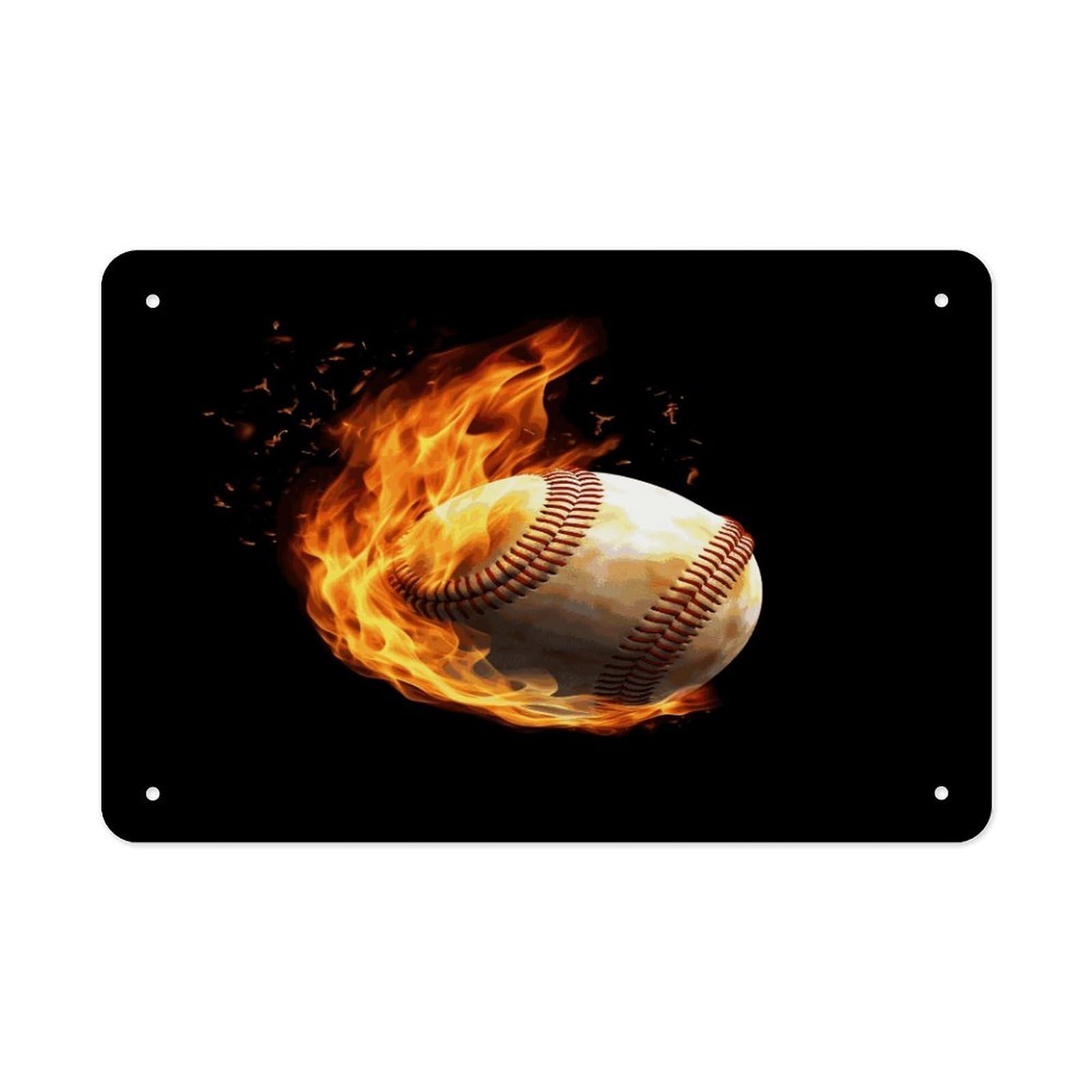Fodpand Style Fire Baseball Wall Art Metal Signs Tin Sign