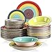 vancasso Vajillas de Colores serie ARCO Juego de Vajillas Completas 36 piezas para 12 Personas con 12 Platos Llano,12 Platos de Postre, 12 Platos Hondos, Mix Colores