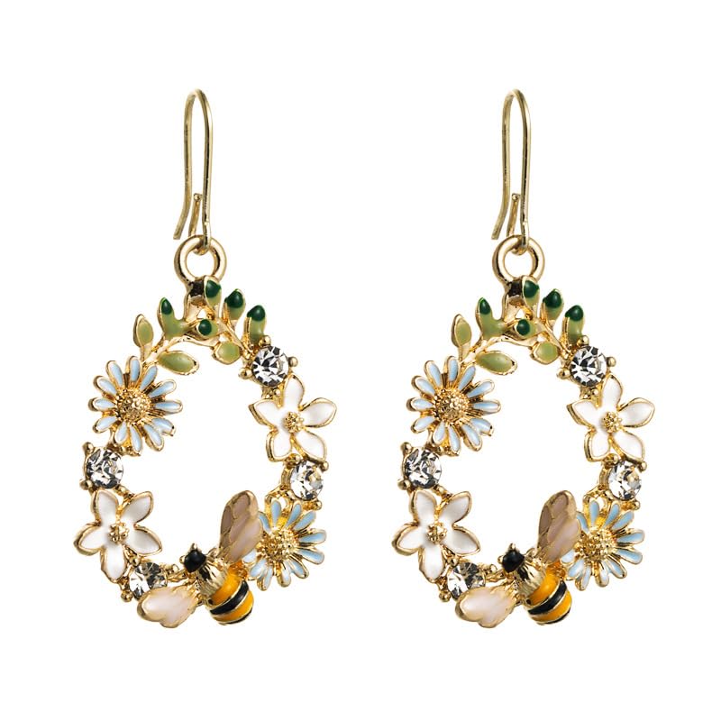 Flower Earrings for Women Dainty Daisy Dangling Earrings Floral Long Dangle Earrings Summer Spring Holiday Earrings for Women(Bees and Flowers)
