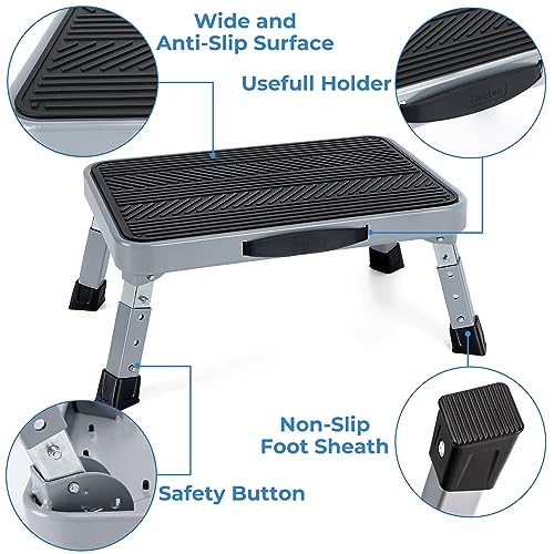 TreeLen Height-Adjustable 7"- 9" Folding Step Stool with Non-Slip Platform 10" x 15" - Image 2