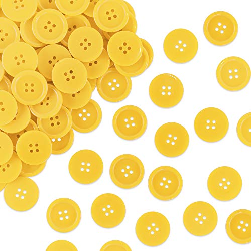100 Pack 1 Inch Buttons Flatback Sewing Colored For Arts & Crafts, Fashion Clothing, Diy Projects (Yellow) #TOP1