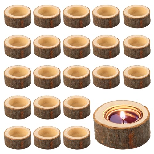 JMIATRY 24 Stück Teelichthalter Holz 5.5x2.5cm, Kerzenständer Holz,...