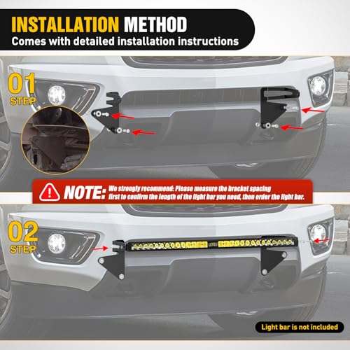Image of Nilight Front Lower Hidden Bumper Mounting Brackets for 32inch Single Row LED Light Bar Compatible with 2015-2022 Chevy Colorado 4WD /2WD 2015-2022 GMC Canyon 4WD /2WD