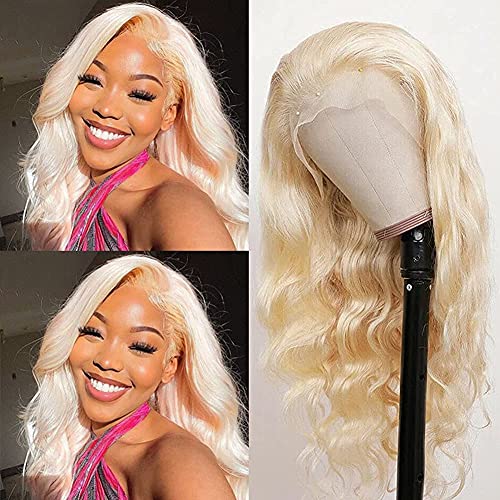 613 Blonde Lace Front Wigs Human Hair Body Wave 13x4 Pre Plucked 613 Lace Frontal Wig Human Hair with Baby Hair 150% Density Blonde Wig Human Hair for Black Women (18inch)