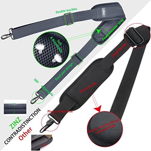 Image of ZINZ Shoulder Strap 78 inch Universal Handbag Strap with Ultra-thick Fixed Padded and Dual Balanced Adjustable Buckles Shoulder Crossbody Strap for Briefcase Messenger Bag Laptop bag Luggage,Dark Gray