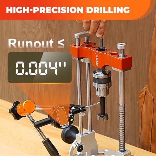Image of SpeTool Portable Drill Guide with Liner Ball Bearings Guide Poles, Portable Drill Press for Hand Drill Adjustable from 0-60, 1 /2 inch Chuck Multi Angle Drill Guide for Straight Holes, S04001