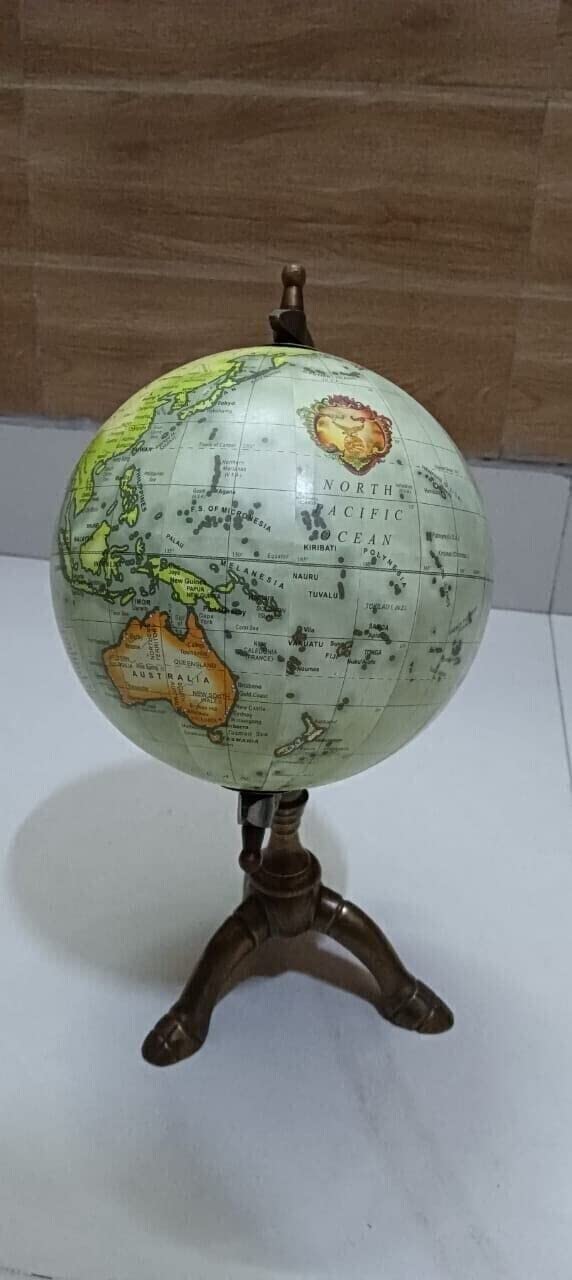 World Collection Antique Brass Terrestrial World Globe and Map Nautical Desktop Unique 13 Inches 3