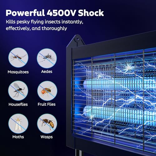 Image of OnBeam Solar Bug Zapper Outdoor, Mosquito Zapper Waterproof Electric Fly Zapper Rechargeable Mosquito Killer Lamp with 10W Solar Panel, 4500V Cordless Fly Trap for Backyard, Patio, Garden, RV, Camping