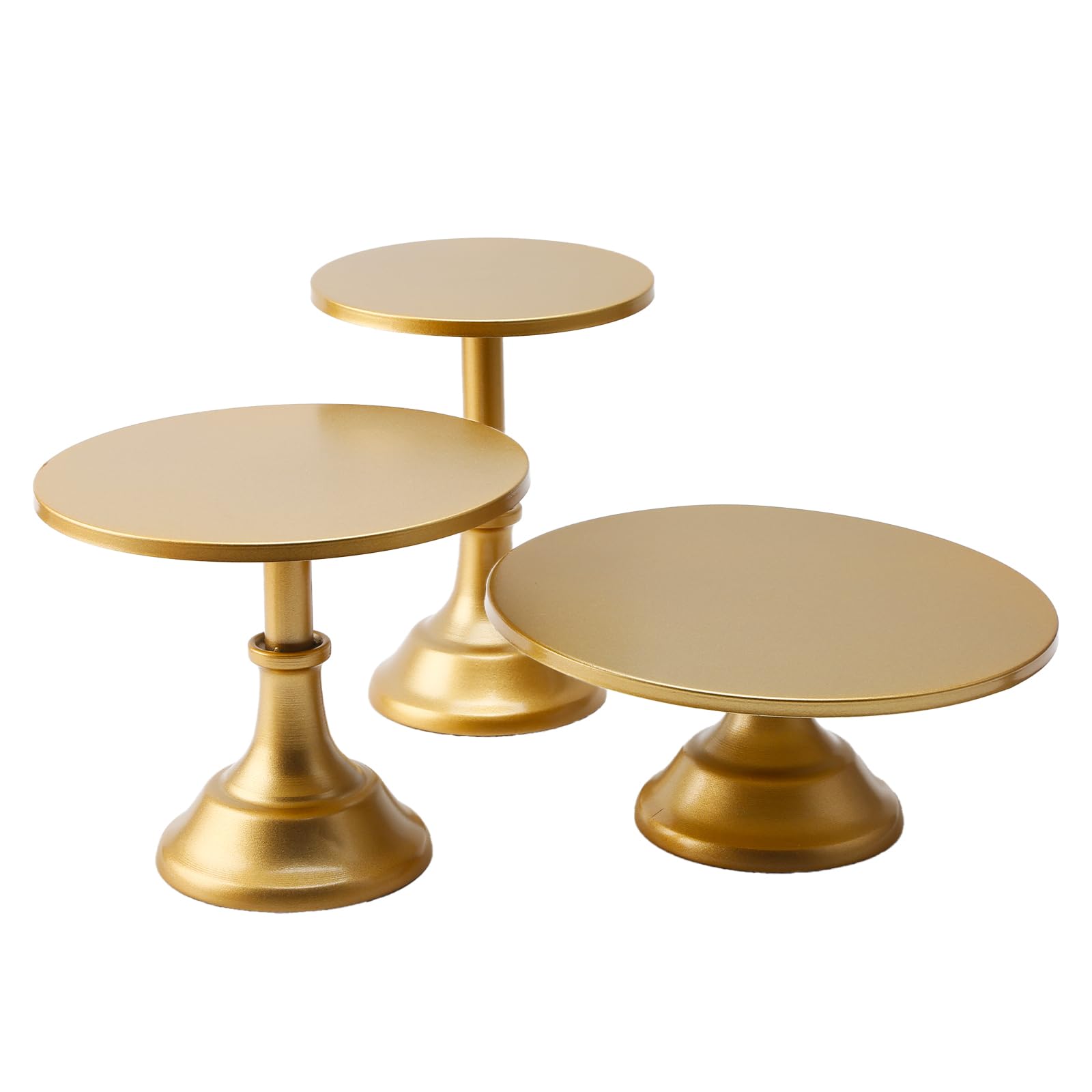 3-Piece Gold Metal Cake Stand Set, 8/10/12 Inch Round Cupcake Display Stands, Cupcake Holder Dessert Display Plate, Dessert Trays for Birthday Wedding Party Afternoon Tea