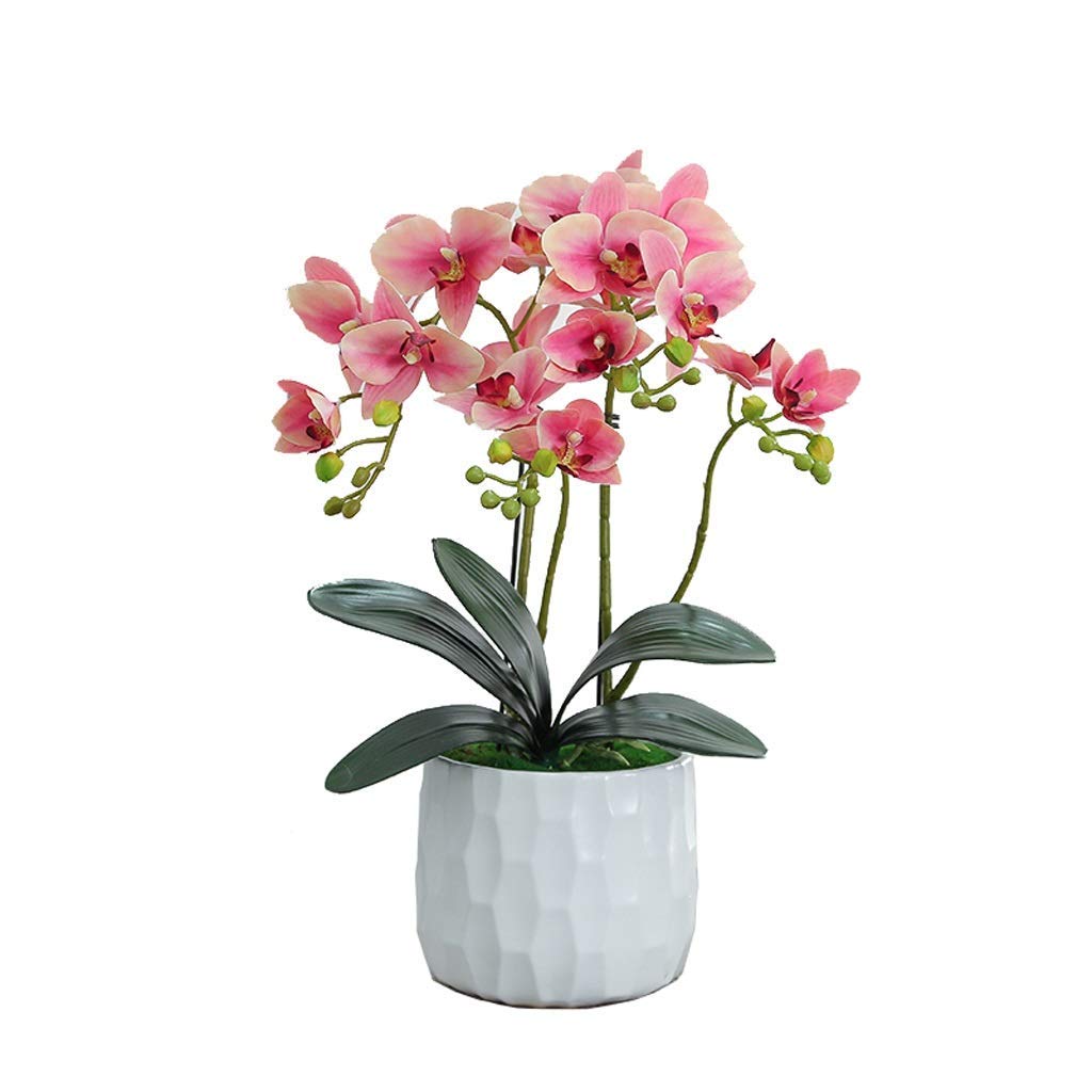 AYCDL Artificial Flower Set, Artificial Orchid with Vase Artificial Flower Fake Flower with Pot Faux Phalaenopsis Bonsai for Living Room Bedroom Decoration Beautiful Artificial