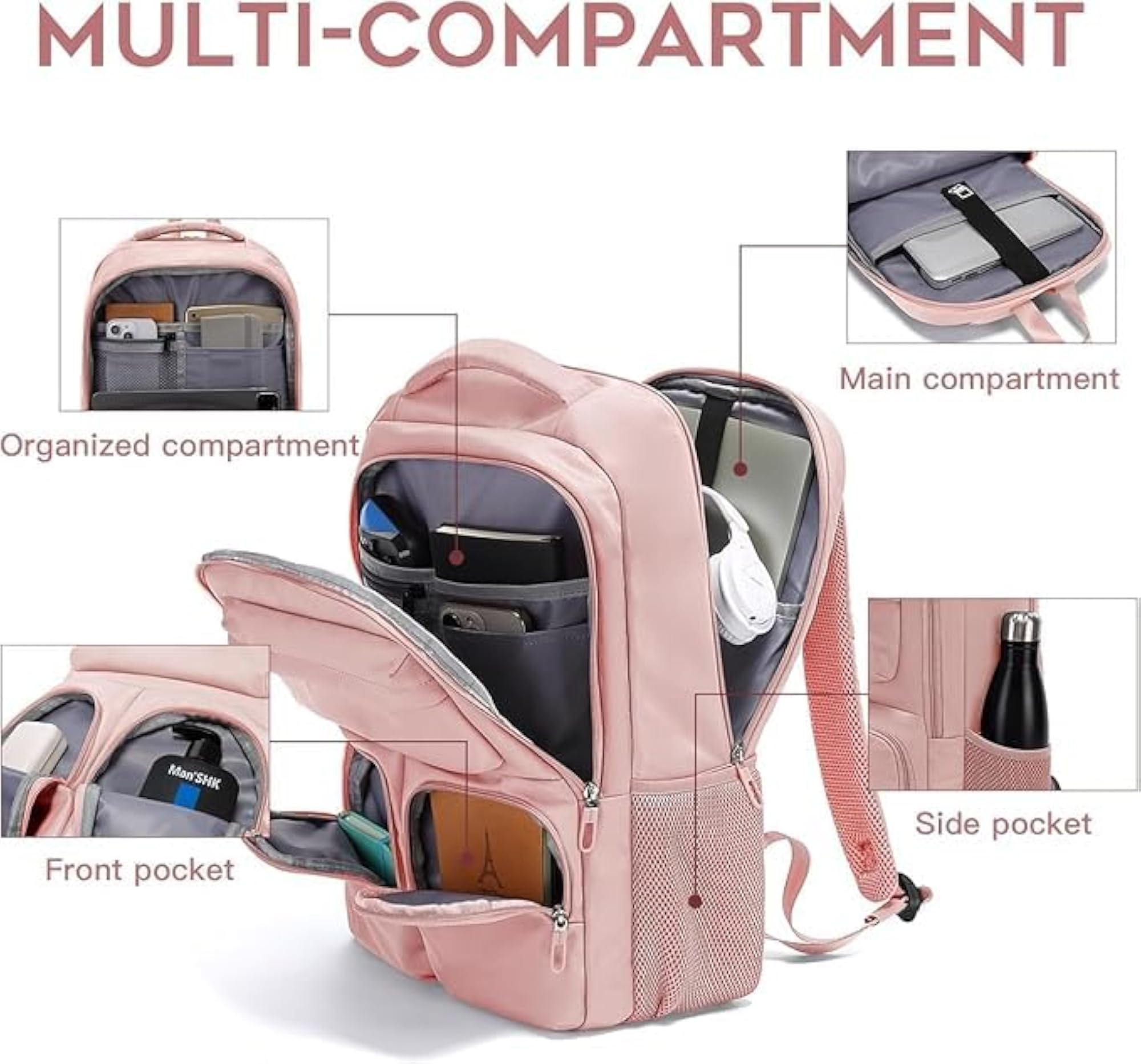 Adorable Lightweight Backpack for Women & Girls, 14" Laptop Compartment