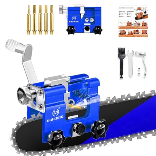 Image of Chainsaw Sharpener with 5 High Hardness Titanium Plated Diamond Bits, Universal Manual Portable Chain Saw Sharpener Jig Kit Tool for 4-22 Inch Chain Saws Sharpening Blue | 5 High Hardness Titanium Plated Diamond Bits