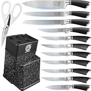 Stainless Steel Japanese Knives Set With Knife Block Holder