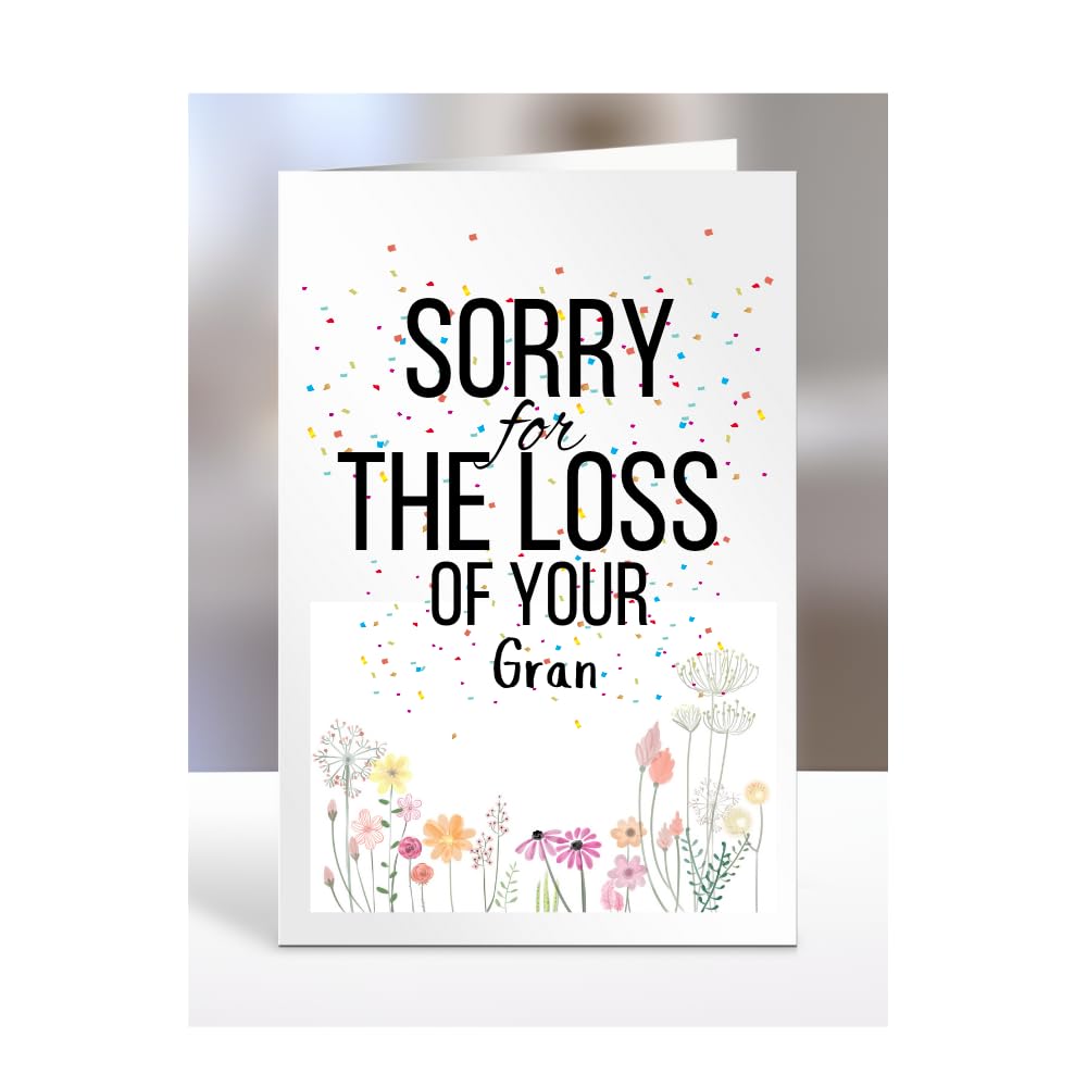 Sorry for your loss Gran card gifts, men, women, presents for Christmas, female, male, I am, I'm, so, Sympathy, Bereavement, Condolence, Funeral, A5-180_103