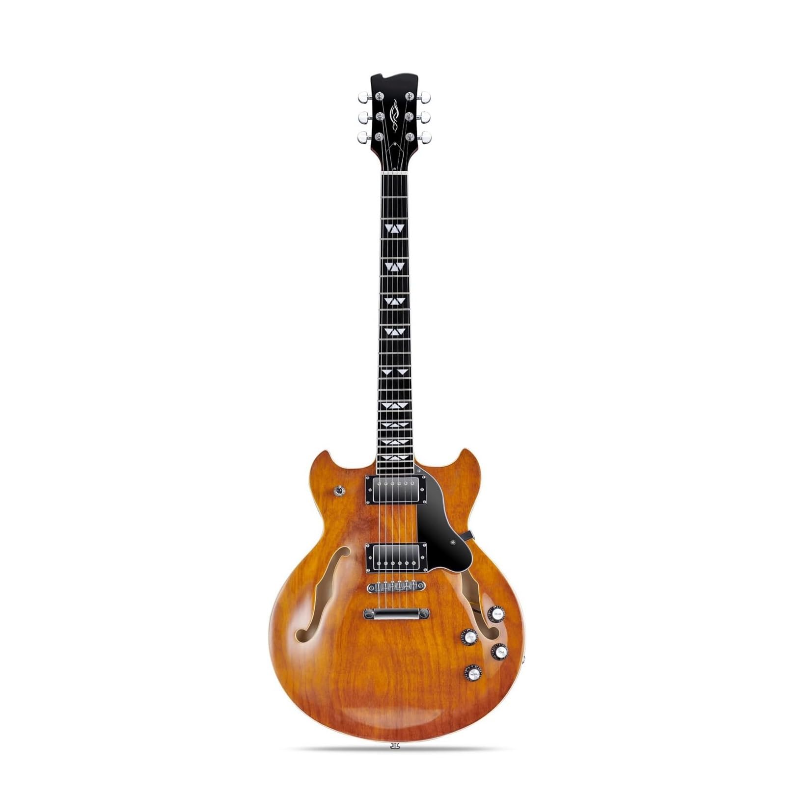 Profesjonalna Gitara Elektryczna Kolorowa Gitara Elektryczna 6 Strun Semi Hollow Solid Podwójne Przetworniki Humbucker(Brown)