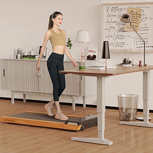 Under Desk Treadmill, Walking Pad 2.25HP, Wood Electric Light Weight Walking Treadmill, Desk Treadmill for Office Under Desk with Remote Control, Installation-Free(Light)