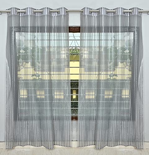 Image of HOME UTSAV 1 Piece Sheer Premium Tissue Net Polyester Curtains for Long Door 9 Feet, Grey