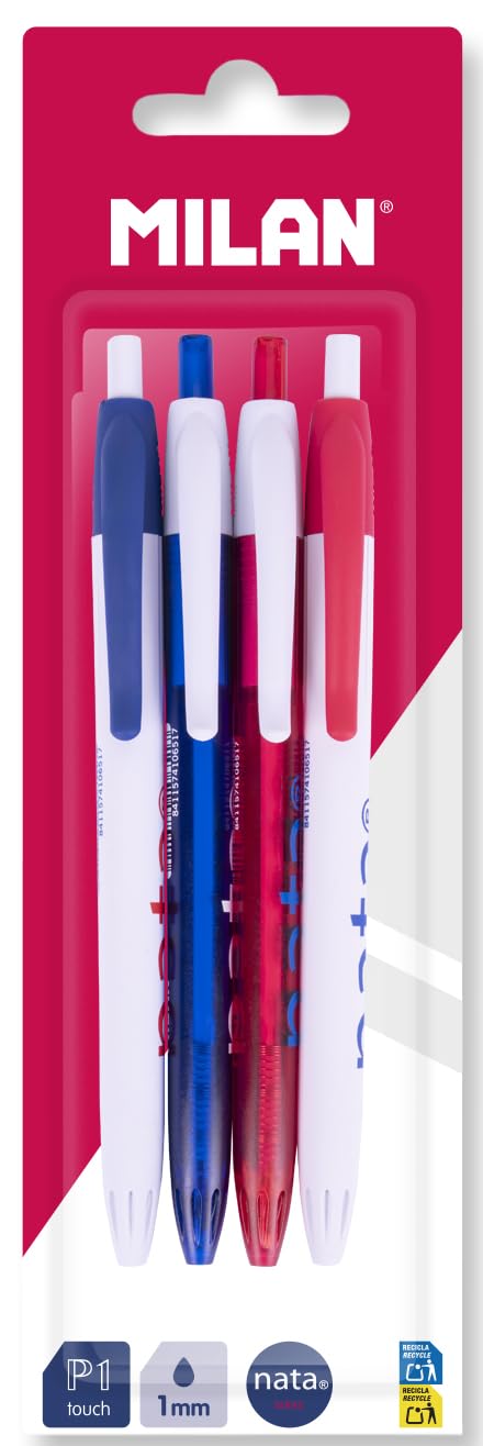 MILAN Blister pack of 4 pens P1 blue ink, MILAN nata 624
