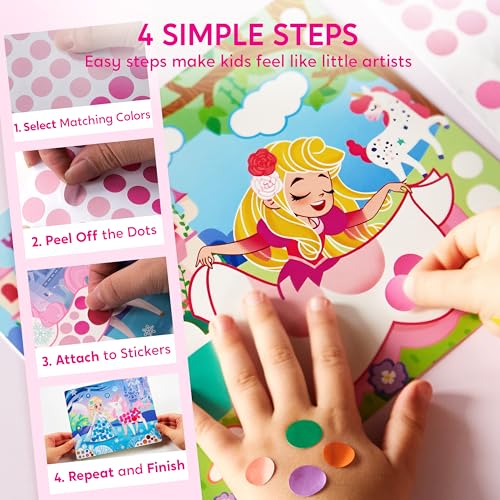 Image of Klever Kits Princess Dot Art Kit for Kids, No Mess Sticker for Toddlers 3-7, Art and Craft Kits, DIY Creative Activity, Travel Toy, Birthday Presents for Boys Girls