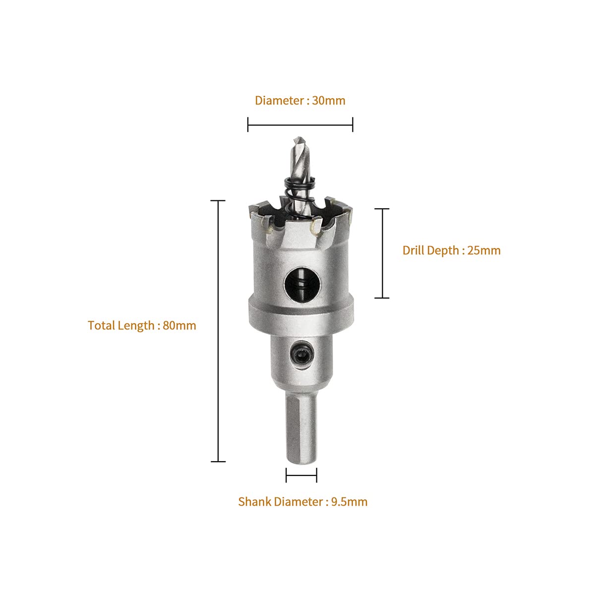 Meccion Seghe a Tazza in Carburo, Taglierina per Fori in Carburo TCT Heavy Duty per Lamiera di Acciaio Inossidabile, Metallo, Lega, Ferro, Legno (30mm)