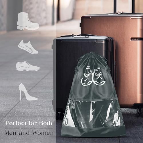 Image of Heart Home Pack of 8 Travel Shoe Organizer | Storage Bags | Travel Carrying Bag | Storage Organizers Set | Shoe Cover with Transparent Window | Shoe Dori Cover | Brown & Gray