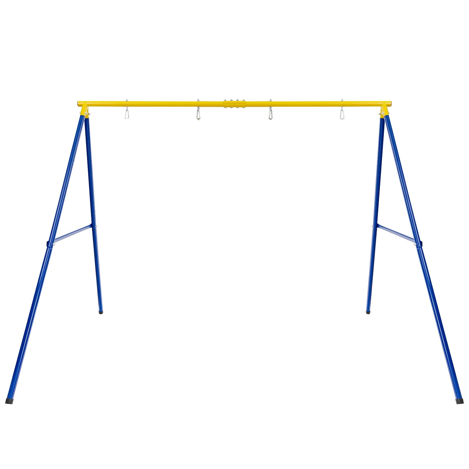 GYMAX Altalena da Giardino per Bambini 3+ Anni, 250 x 185 x 182 cm, Carico 300kg, Struttura per Altalena in Metallo, 4 Chiodi, 4 Copripiedi Antiscivolo, Interni & Esterni