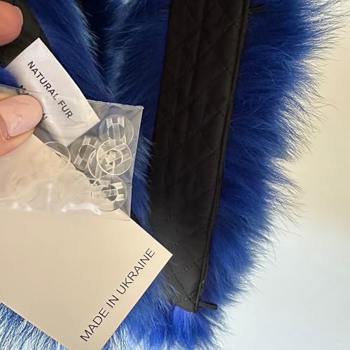 Fluffy Royal blue collar coat or parka for hood 75 cm2