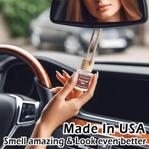 Image of Car Air Freshener Hanging 2 Pack,Mahogany Teakwood Essential Oil Diffuser for Car, Car Air Freshener Cute, 45+ days Long Lasting Air Freshener for Car And Women, car accessories Made in USA