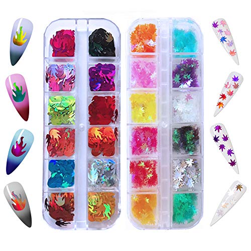 Kalolary 24 Color Lentejuelas Holográficas Uñas