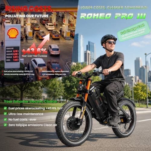 Image of 2026 eAhora Romeo Pro 3 /2 52-46 Mph Electric Bike for Adults, 6000W /4000W /2500W Dual Motor Ebike 60V 80Ah /52V 70Ah Battery 235+Miles Long Range, 26*4.0 inch /20*4.5 inch Fat Tire, Full Suspension, All Terrain