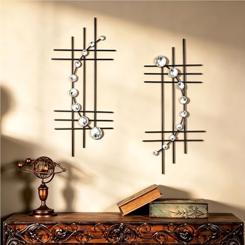 ZEXUIRU 2 Pcs Black Metal Geometric Art