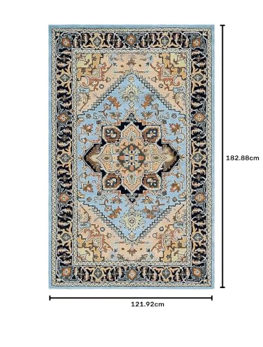Image of 4x6 Ft Wool Tufted Rug - Compact Handcrafted Carpet for Small Living Rooms, Bedrooms & Study Areas