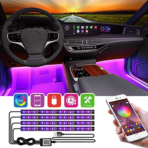 LED Interior Car Lights,App Controlled Car Interior Lights with USB Port, Multicolor Car