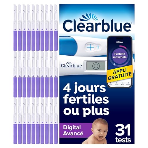 Clearblue Test d’ovulation Digital Avancé et Test de grossesse, Doublez vos chances de concevoir, 30 Tests d’ovulation et 1 Test de grossesse Détection Rapide