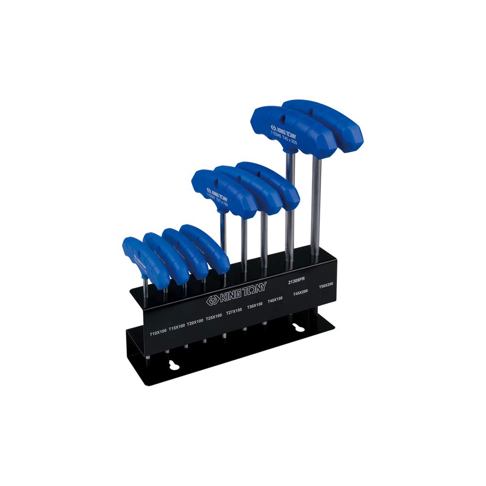 king tony 21309PR Set ®-Piece Male Torx Key with T-Shaped Handle, on Stand, Set of 9, Black