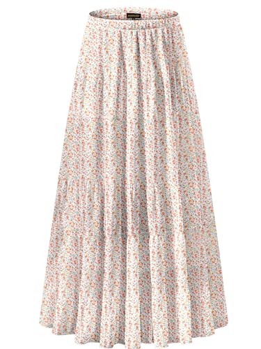 Image of NASHALYLY Women's Chiffon Elastic High Waist Pleated A-Line Maxi Skirts