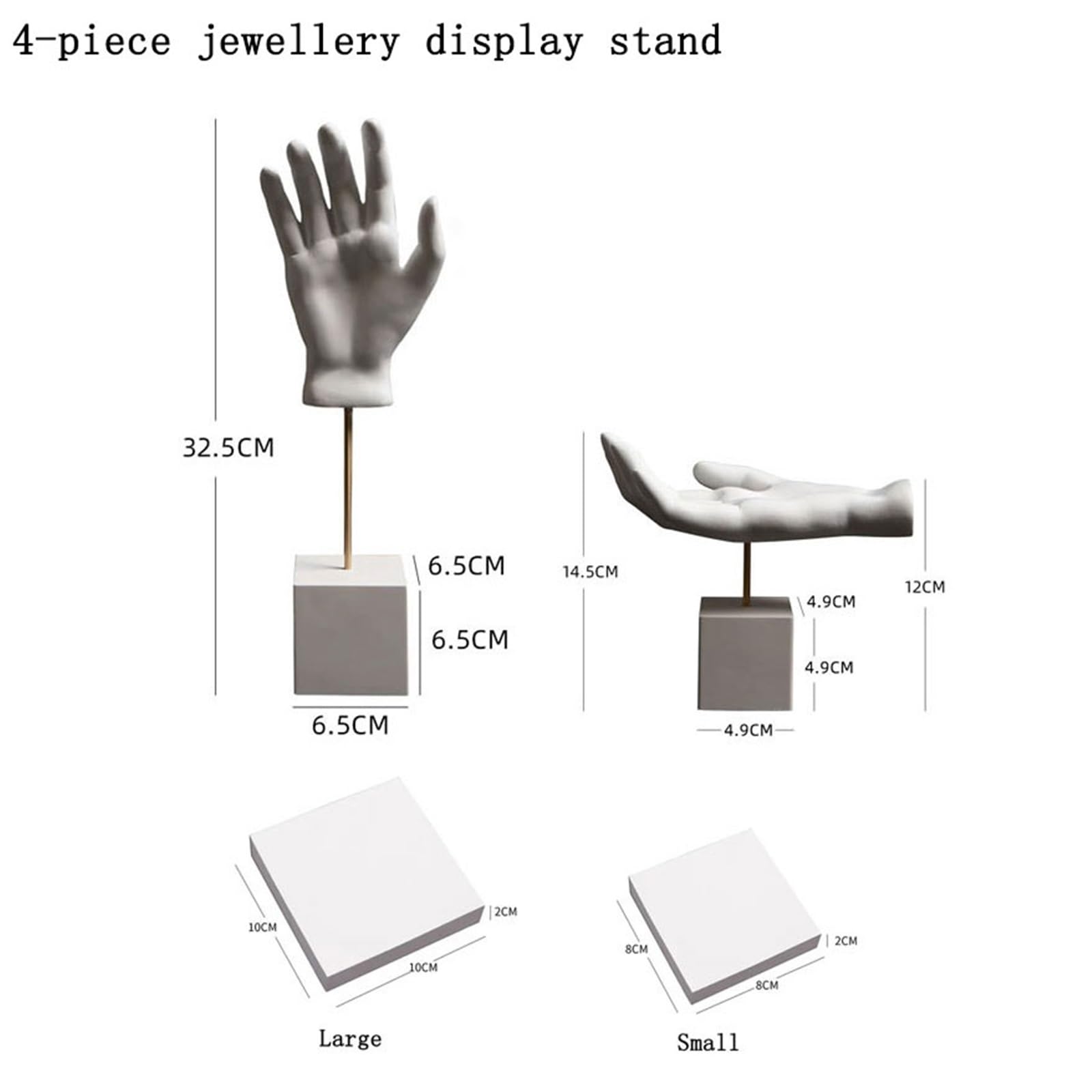 Estetyka 4 Pack Gypsum Hand Model Jewelry Display Stand Set