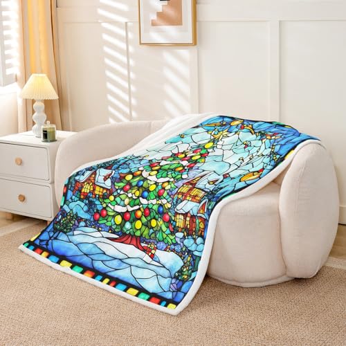 Couverture pelucheuse bleue avec motif flocon de neige cadeau de Noël idéal