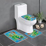 EYLOZS Alfombra de baño de 3 Piezas,Tema Pirata. Parece Haber enormes riquezas y Tesoros en una pequeña Isla.