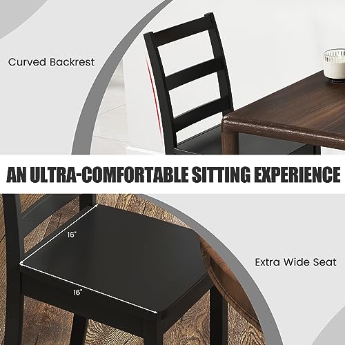 Image of COSTWAY Dining Chairs Set of 4, Mid-Century Modern Wooden Chairs, Black